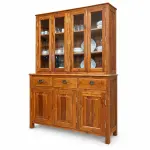 Four-Door Glass Hutch – solid teak, Teakwood Factory