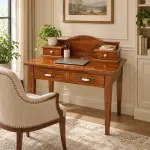 Gallery Top Writing Desk – solid teak, Teakwood Factory