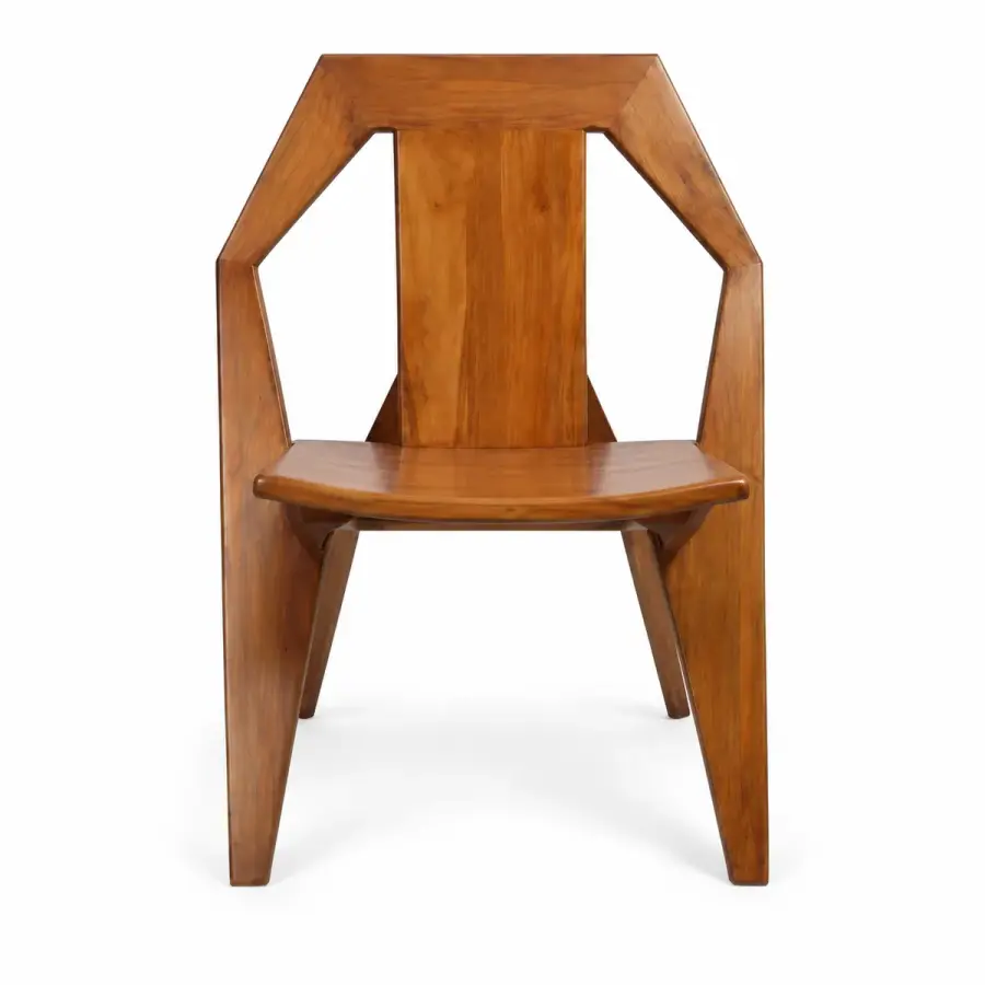Geometric Teak Lounge Chair