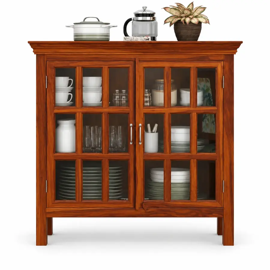 Grid Glass Crockery Cabinet
