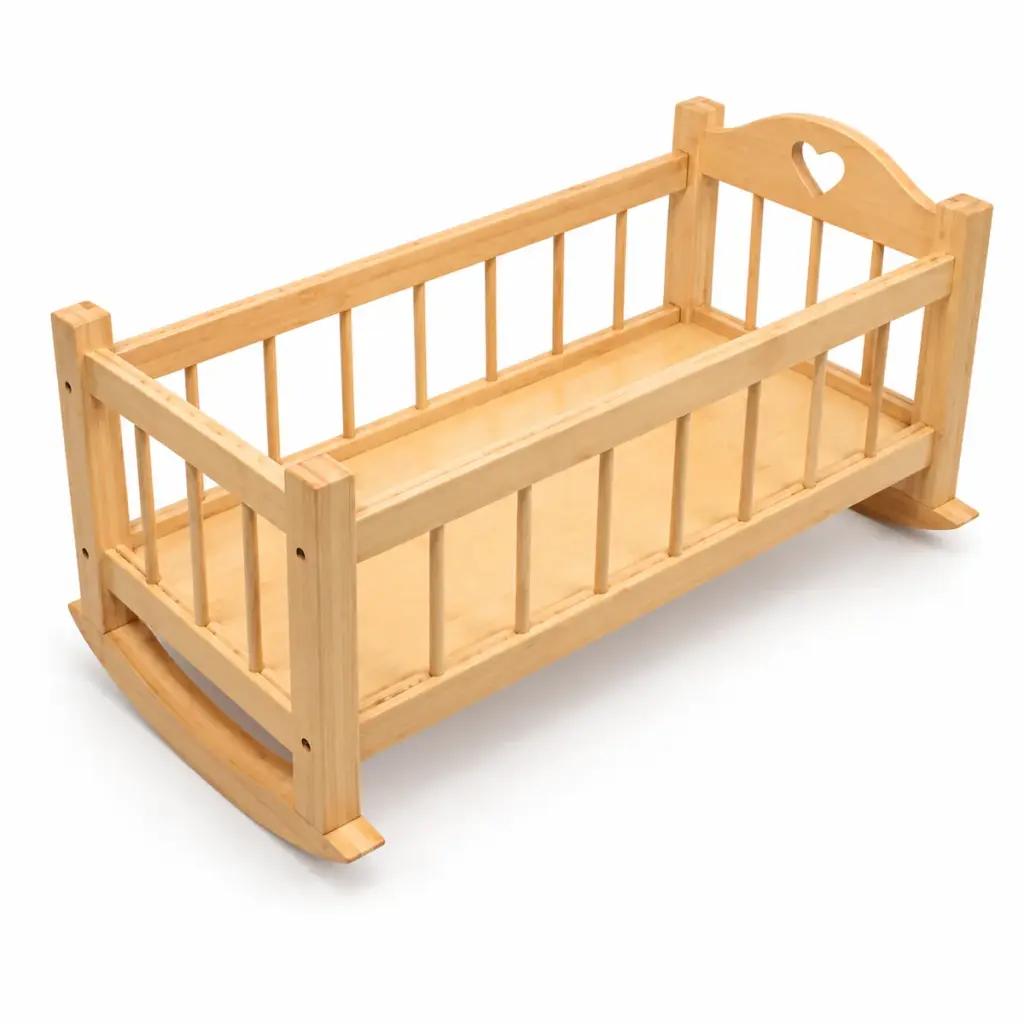 Heart-Cut Pine-Tone Rocking Cradle — photo 2