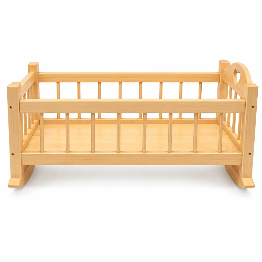 Heart-Cut Pine-Tone Rocking Cradle — photo 1