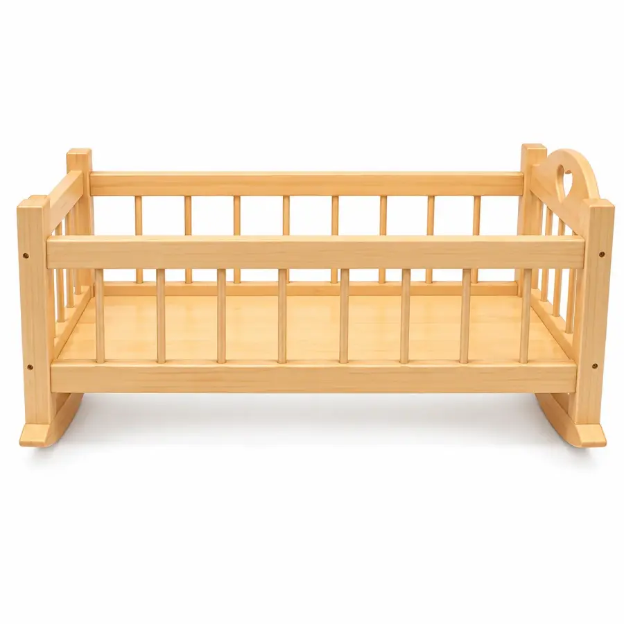 Heart-Cut Pine-Tone Rocking Cradle