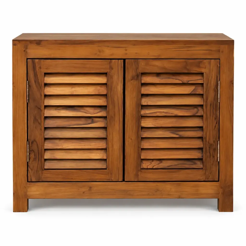 Honey Louvred Shoe Cabinet — photo 1