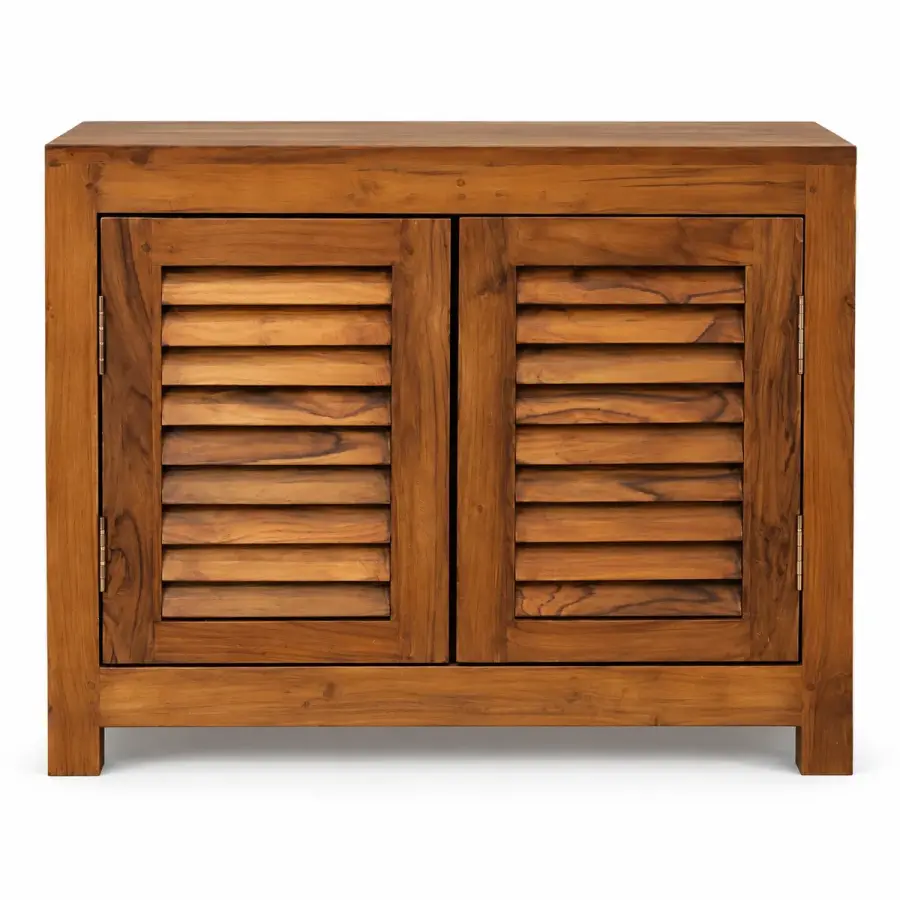 Honey Louvred Shoe Cabinet