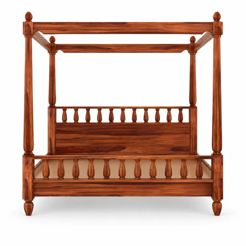 Honey Spindle Canopy Bed — photo 1