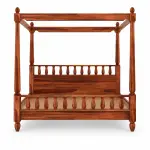 Honey Spindle Canopy Bed – solid teak, Teakwood Factory