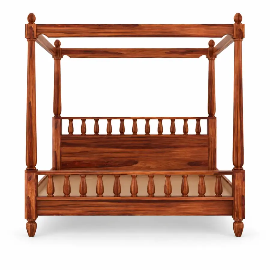 Honey Spindle Canopy Bed