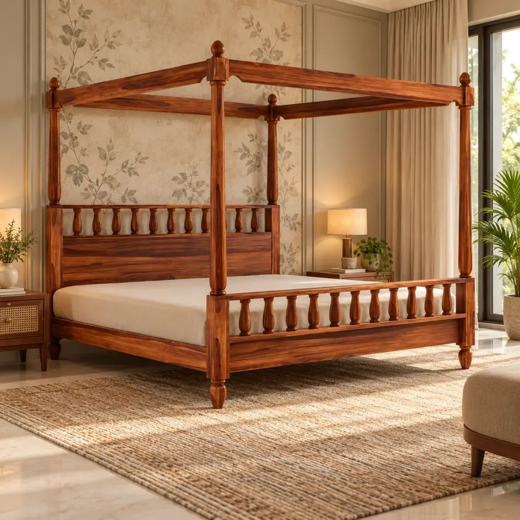 Honey Spindle Canopy Bed — photo 3