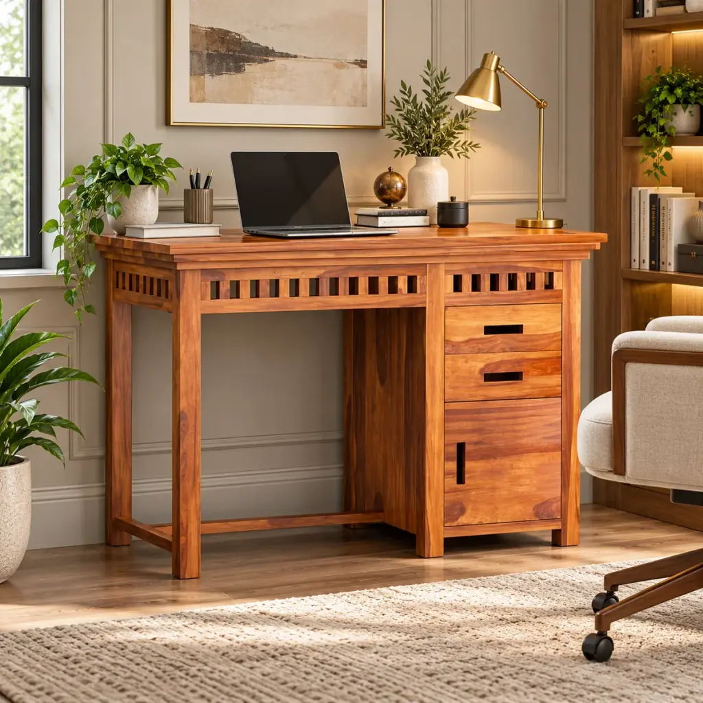 Jaali Apron Pedestal Desk — photo 3