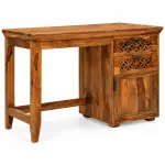 Jaali Pedestal Study Desk – solid teak, Teakwood Factory