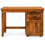 Jaali Pedestal Study Desk – solid teak, Teakwood Factory