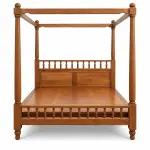 Kerala Spindle Canopy Bed – solid teak, Teakwood Factory