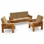 Lattice-Arm Olive Sofa Set – solid teak, Teakwood Factory