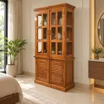 Louvre Base Glass Almirah – solid teak, Teakwood Factory
