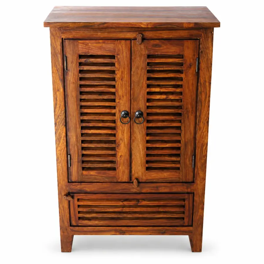 Louvred Shoe Cabinet with Drawer