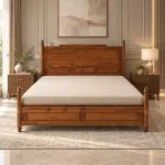 Low Panel Post Bed – solid teak, Teakwood Factory