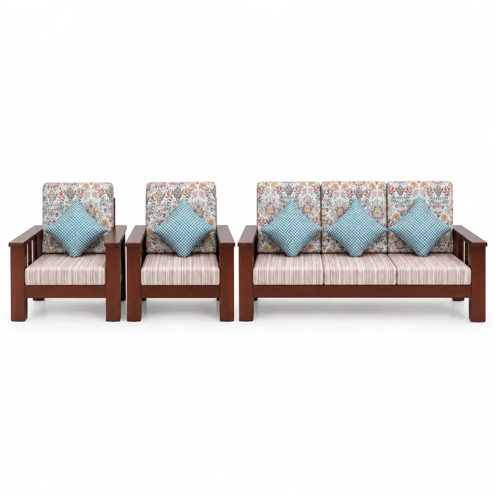 Mahogany Floral Sofa Set — photo 2