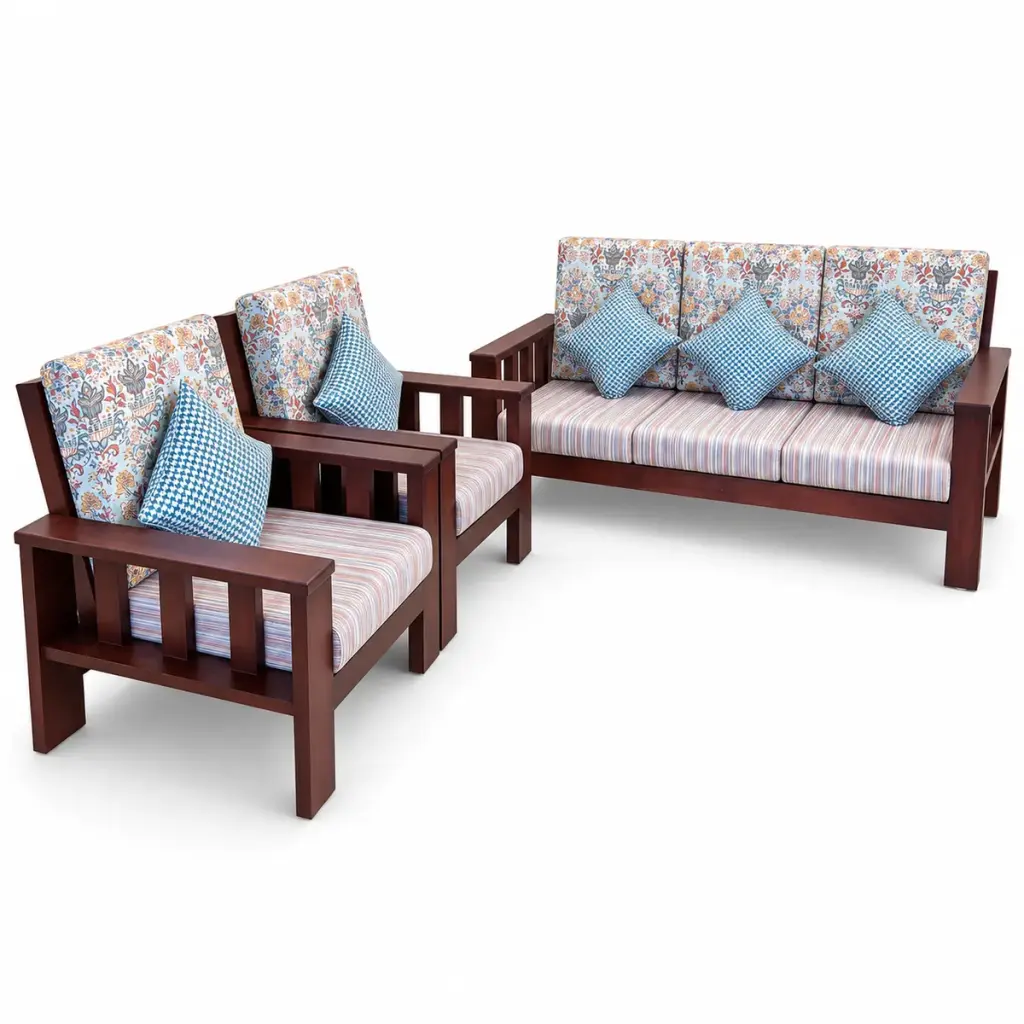 Mahogany Floral Sofa Set — photo 1