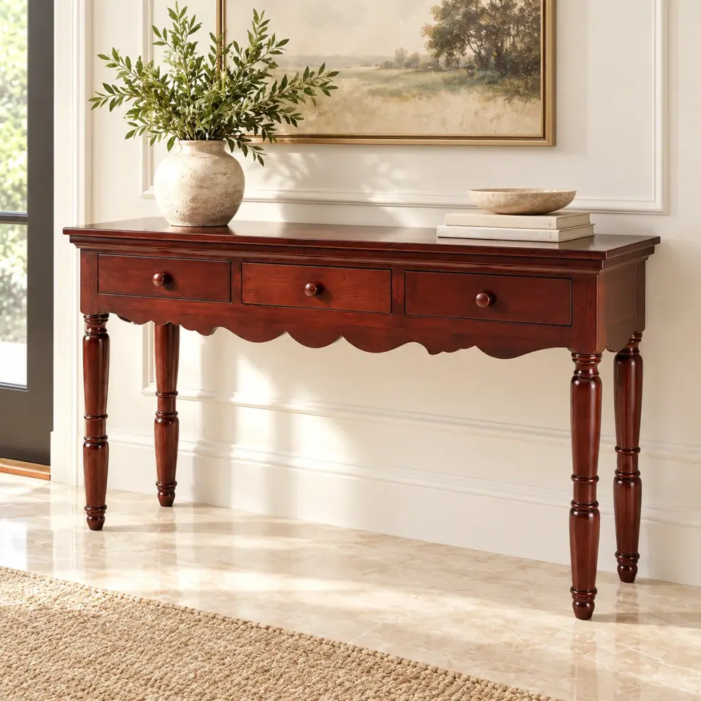 Mahogany Turned-Leg Console — photo 3