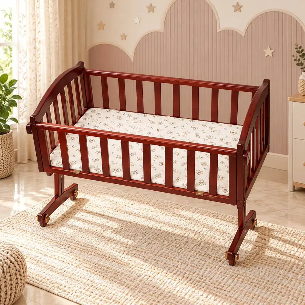 Maroon Crib on Castors — photo 3