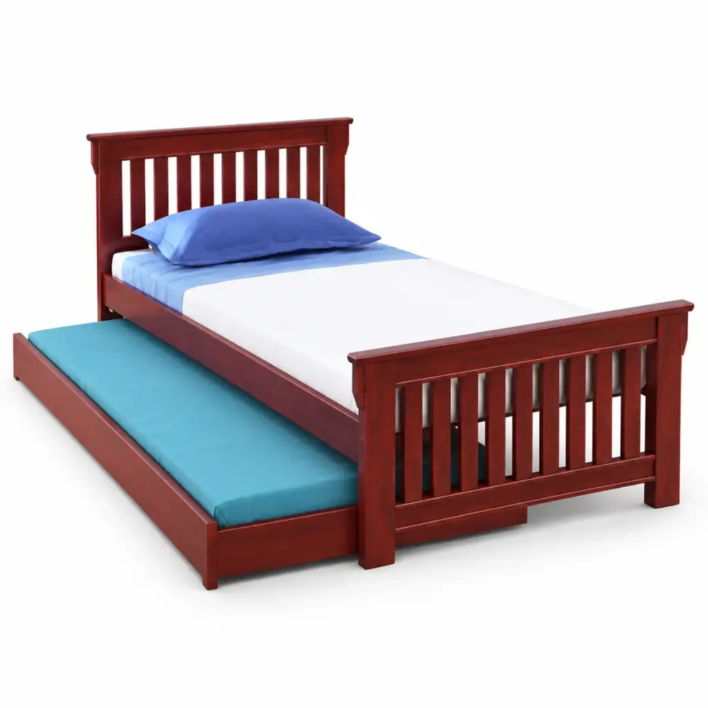 Maroon Slatted Trundle Bed — photo 2