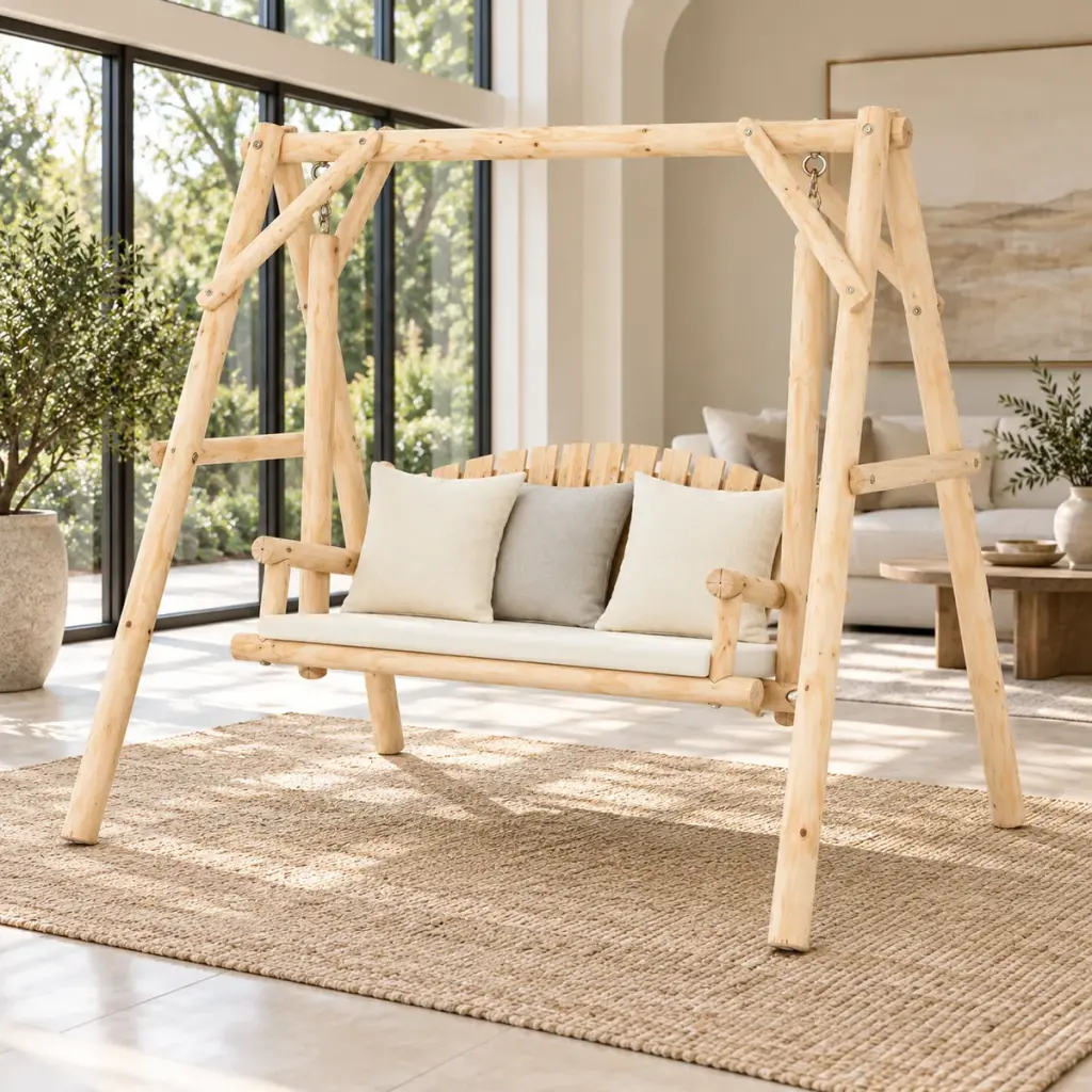 Natural Log Garden Swing — photo 3