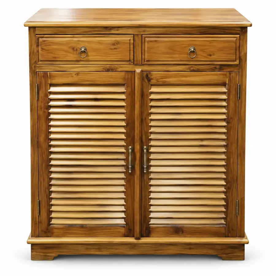Natural Louvred Shoe Chest