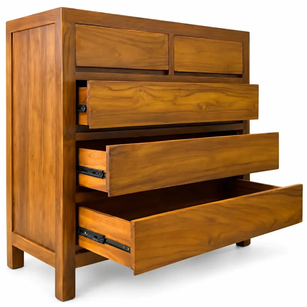 Natural Teak Five-Drawer Chest — photo 2