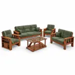 Olive Green Sofa Set – solid teak, Teakwood Factory