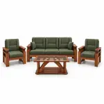 Olive Green Sofa Set – solid teak, Teakwood Factory
