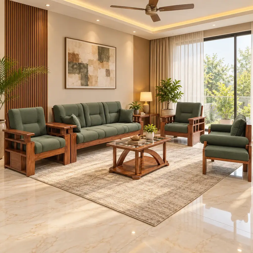 Olive Green Sofa Set — photo 3