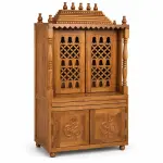 Om Carved Finial Mandir – solid teak, Teakwood Factory