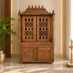 Om Carved Finial Mandir – solid teak, Teakwood Factory