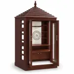 Om Glass Door Mandir – solid teak, Teakwood Factory