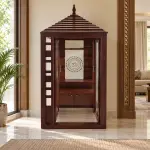 Om Glass Door Mandir – solid teak, Teakwood Factory