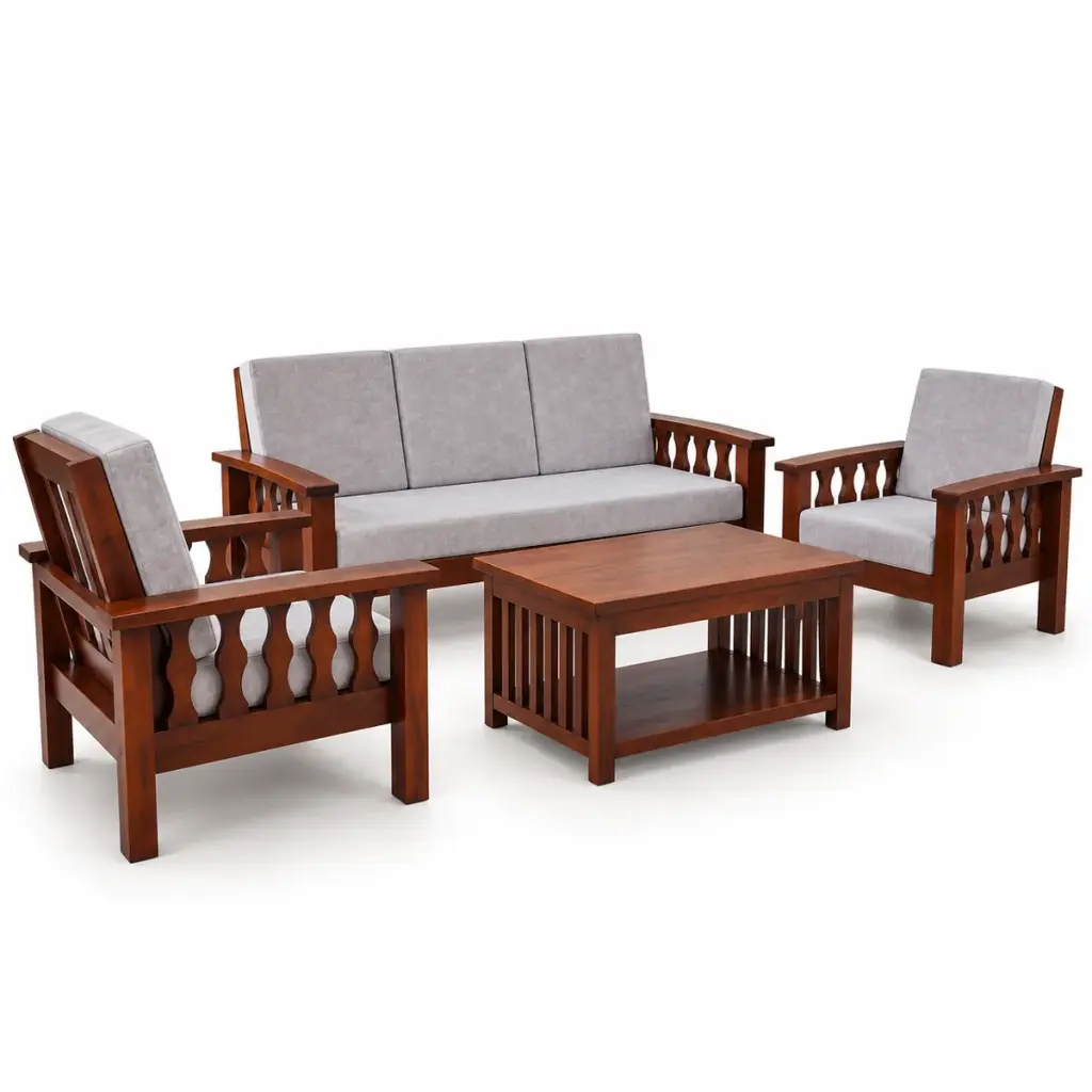 Oval-Cut Slatted Sofa Set — photo 2