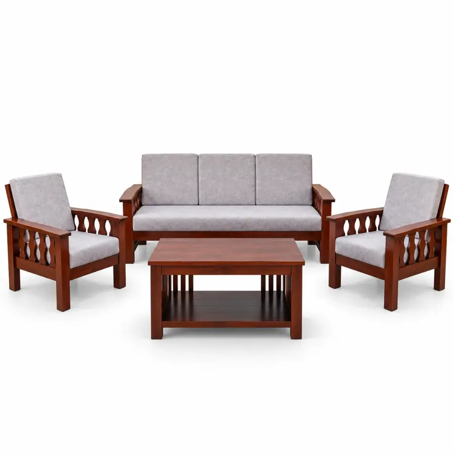 Oval-Cut Slatted Sofa Set