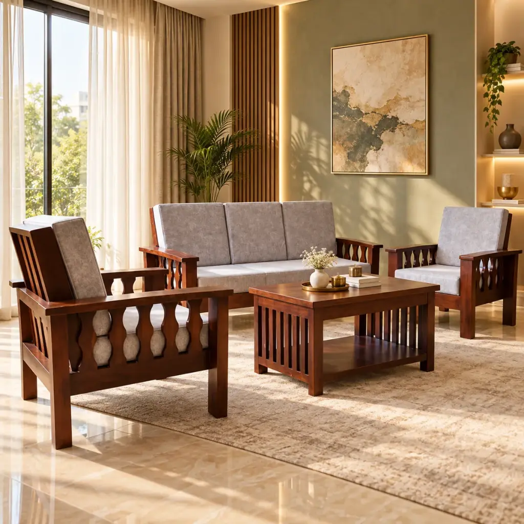 Oval-Cut Slatted Sofa Set — photo 3