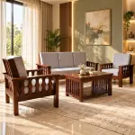 Oval-Cut Slatted Sofa Set – solid teak, Teakwood Factory