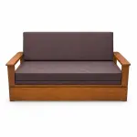Plum Cushion Sofa Bed – solid teak, Teakwood Factory