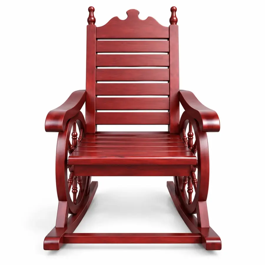 Red Wheel Rocking Chair
