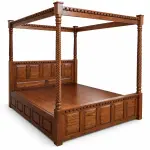 Rope-Twist Canopy Bed – solid teak, Teakwood Factory
