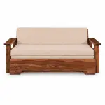 Rustic Beige Sofa Bed – solid teak, Teakwood Factory