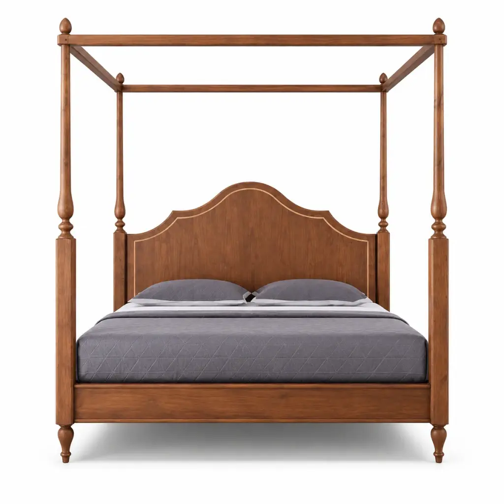 Scalloped Headboard Canopy Bed — photo 1