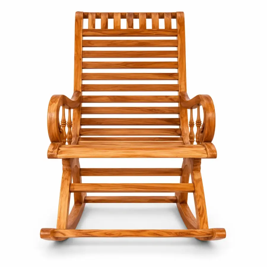 Scroll-Arm Slatted Rocker