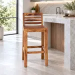 Slat-Back Counter Chair – solid teak, Teakwood Factory