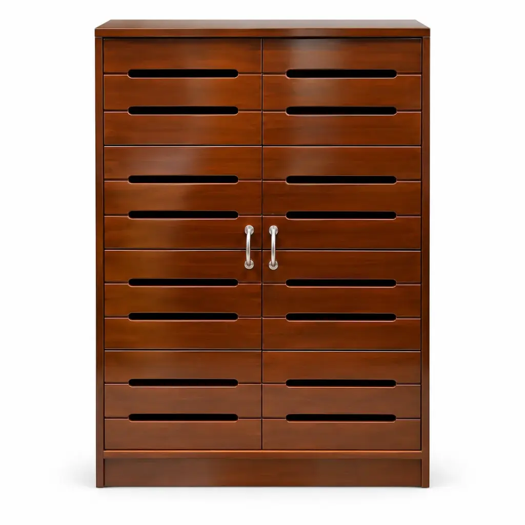 Slotted-Panel Tall Shoe Cabinet — photo 1