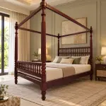 Spindle Four-Poster Bed – solid teak, Teakwood Factory