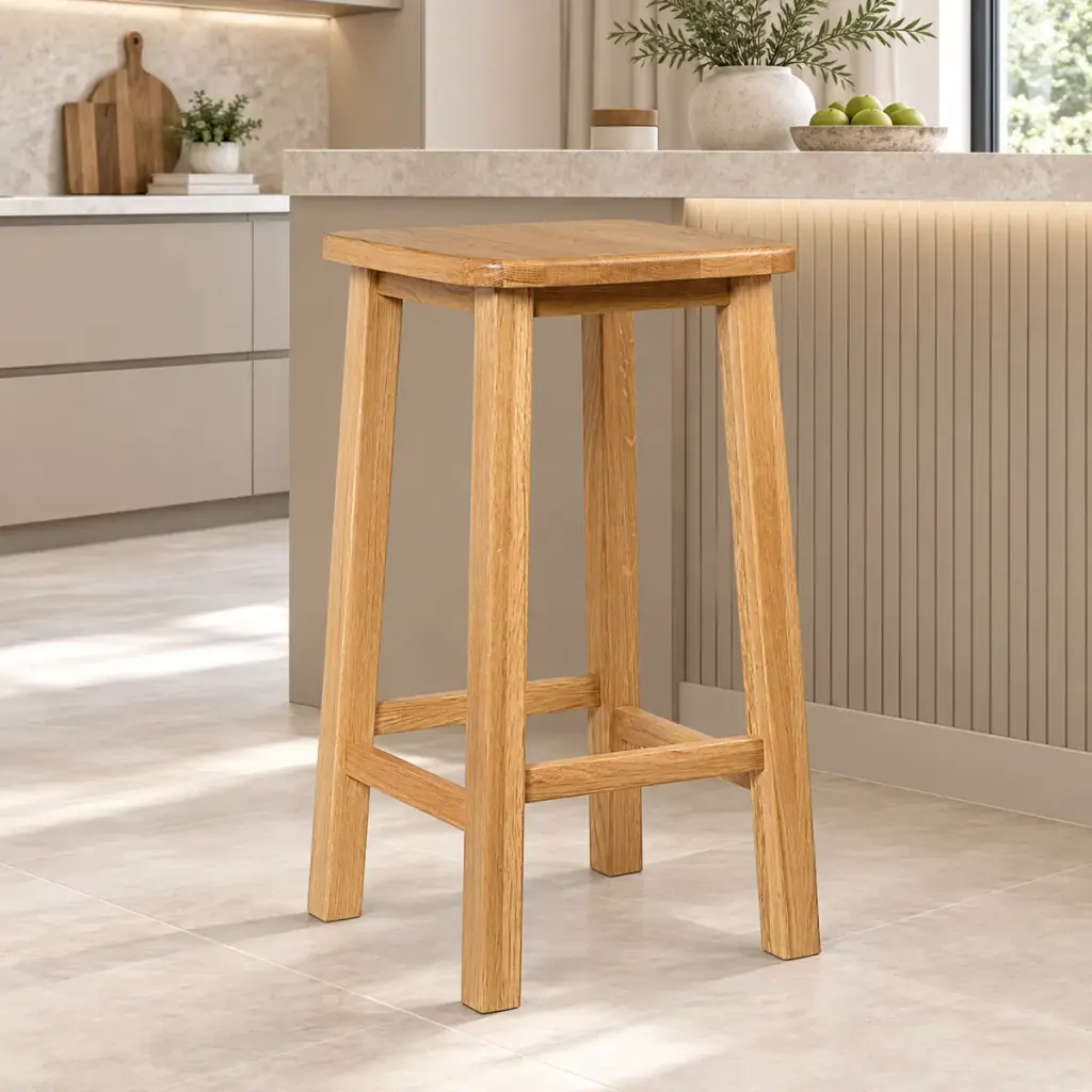 Square Teak Bar Stool — photo 3